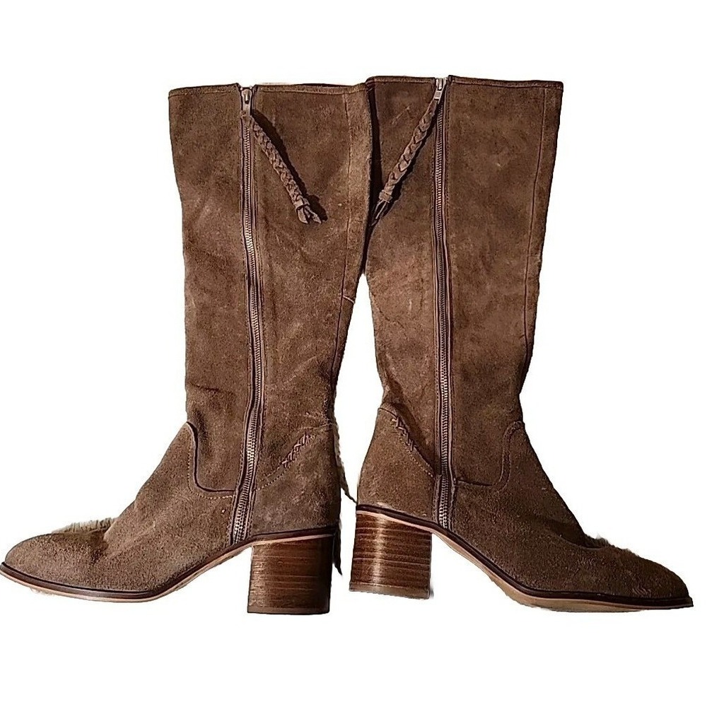 Steve Madden Designer Womens Boots Shoes Leather Suede LASSO Taupe US Size 10 M